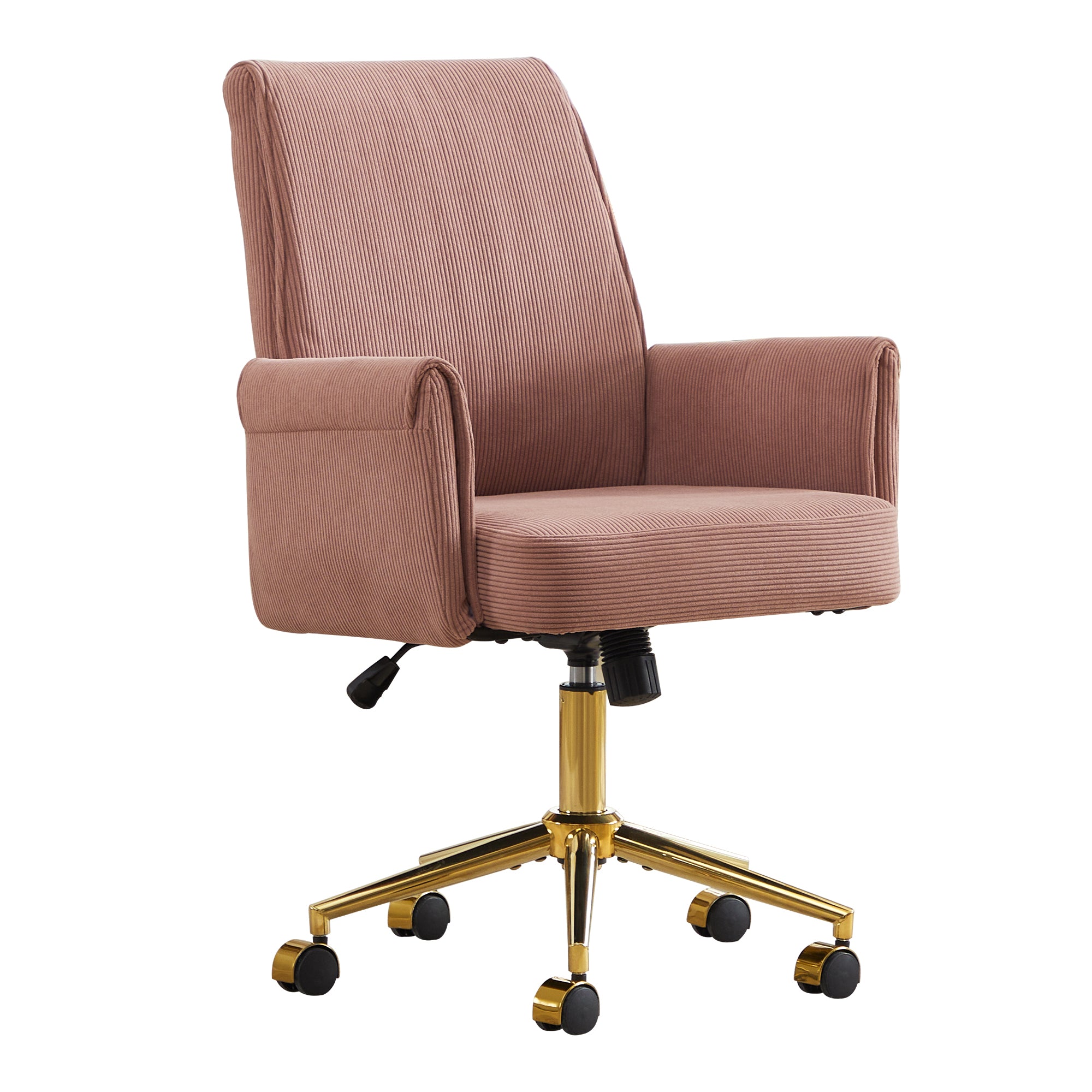 Modern Corduroy Office Chair with Gold Base