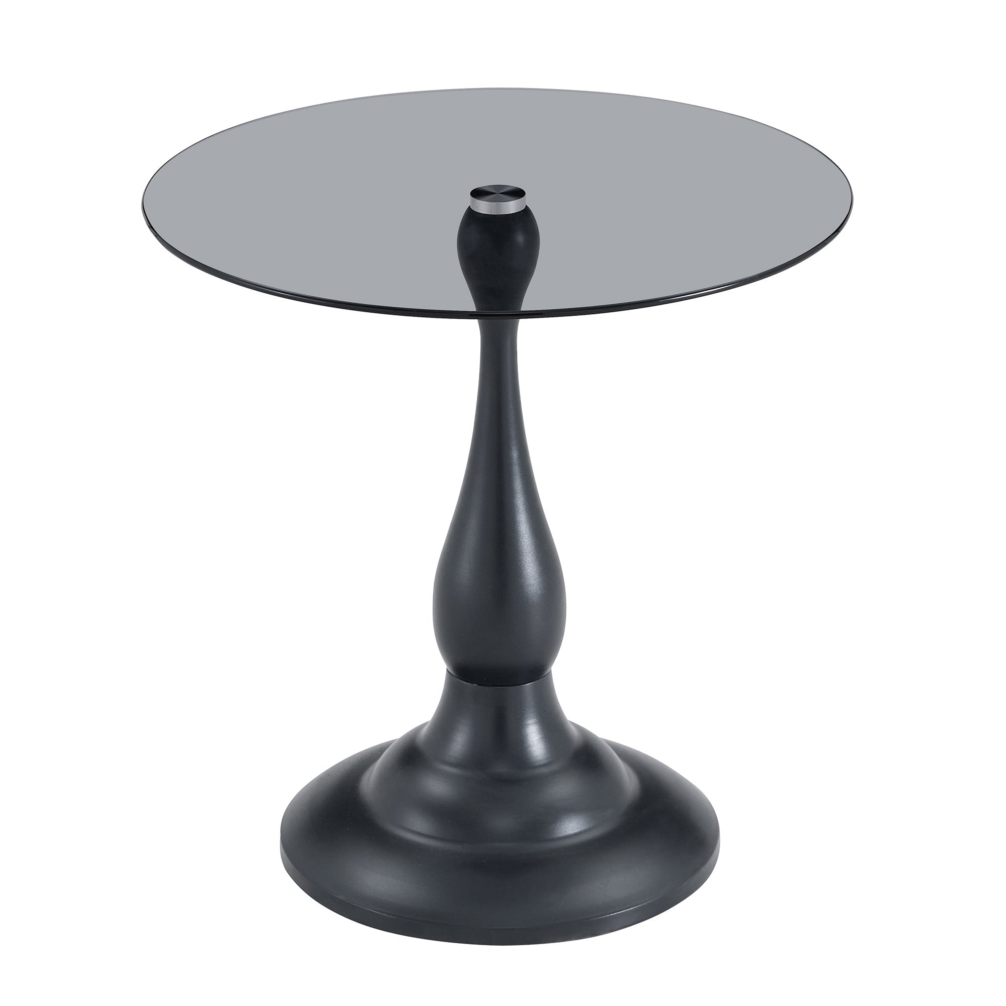 Modern 20 Inch Round Glass Side Table Metal End Table for Living Room