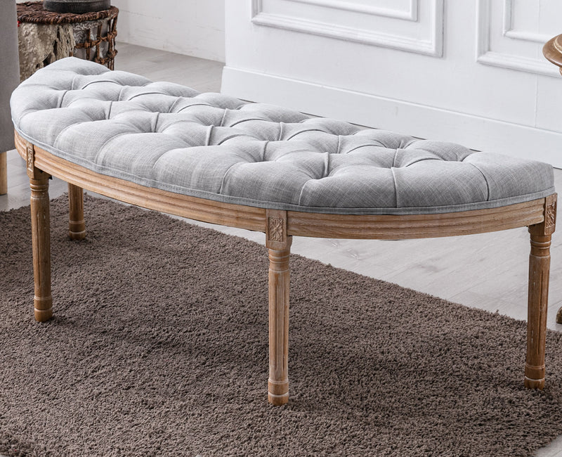 55" Upholstered Bench Tufted Fabric Bench-2162