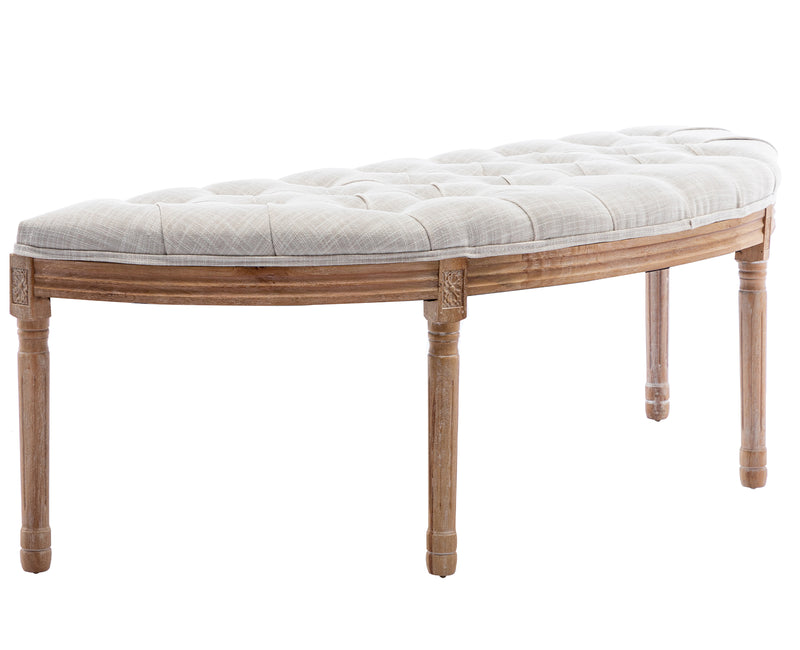 55" Upholstered Bench Tufted Fabric Bench-2162