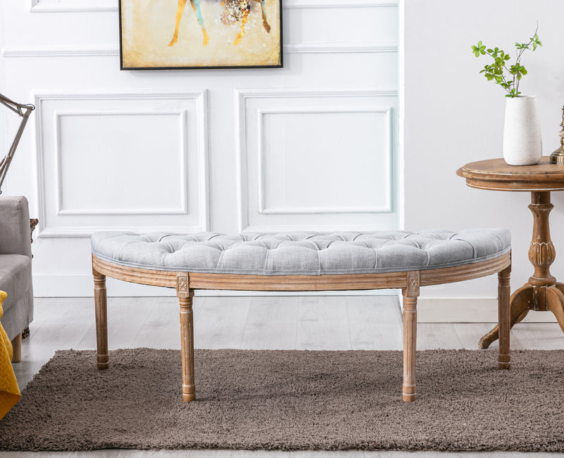 55" Upholstered Bench Tufted Fabric Bench-2162