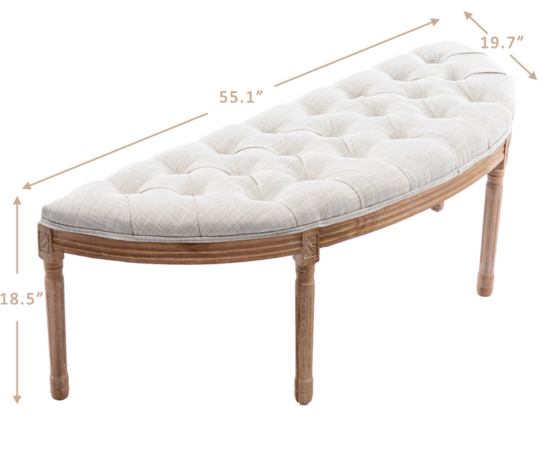 55" Upholstered Bench Tufted Fabric Bench-2162