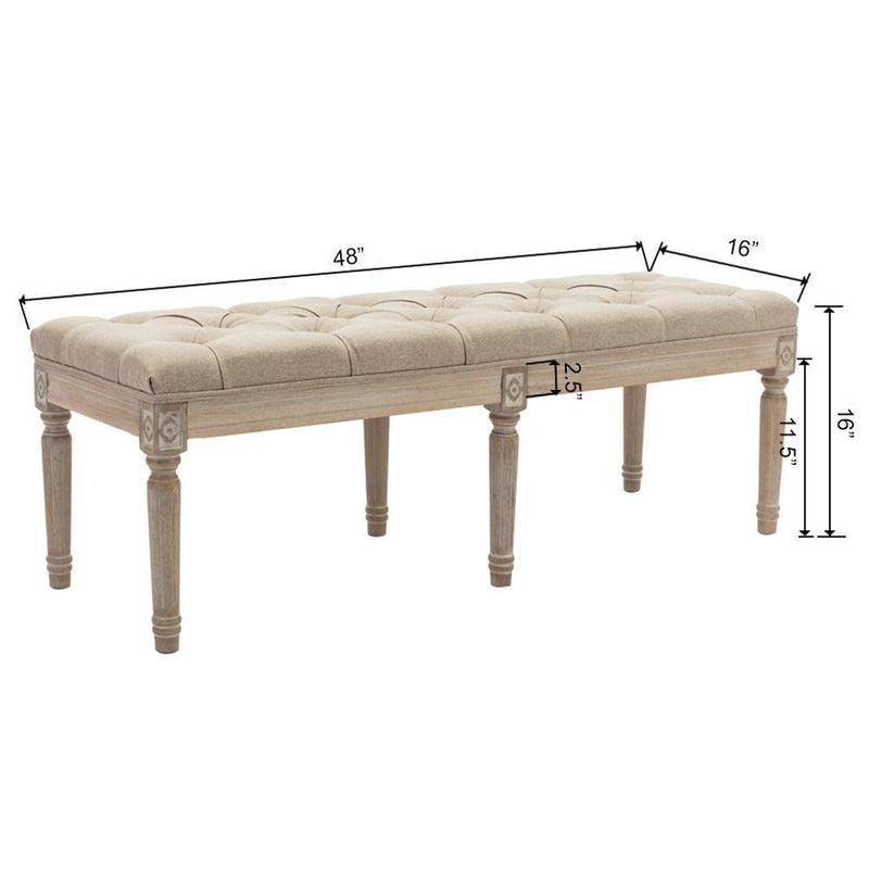 Chairus 16.5" High Fabric Bedroom Long Bench-7537