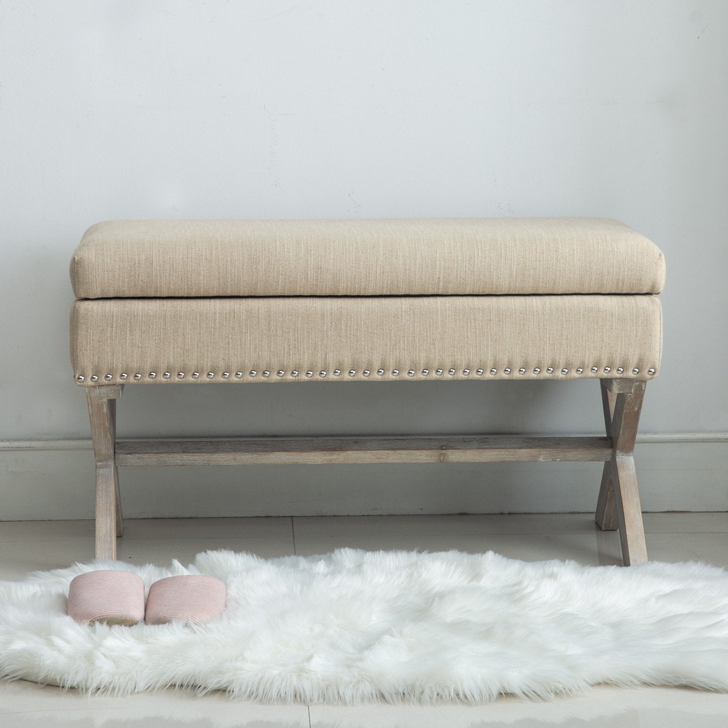 Kmax Fabric Storage Upholstered Entryway Bench - 7868BH