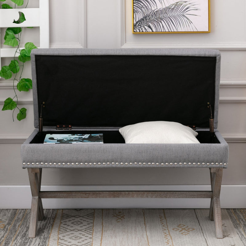 Chairus Fabric Storage Upholstered Entryway Bench-7868