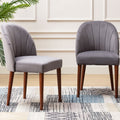 Set of 2 Mid Century Velvet Upholstered Dining Chairs with Stitch Detail, Solid Wood Hostess Chairs with Wood Legs
