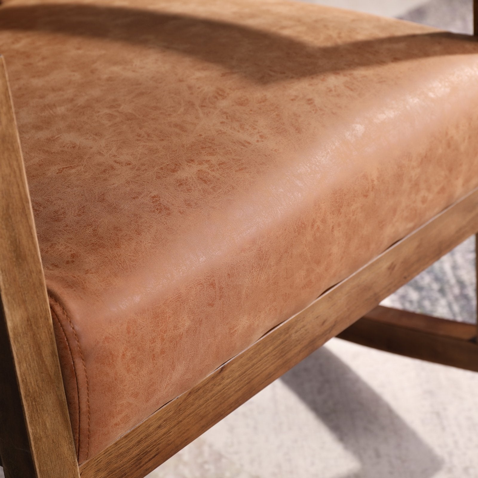 Close-up of brown leather upholstery texture