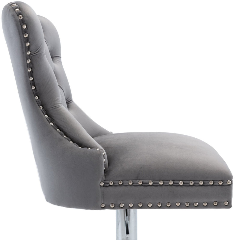 Mid Century Velvet Tufted  Swivel Upholstered Height Adjustable Counter & Bar Stool, 5608