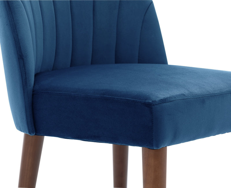 Set of 2 Mid Century Velvet Upholstered Dining Chairs with Stitch Detail, Solid Wood Hostess Chairs with Wood Legs