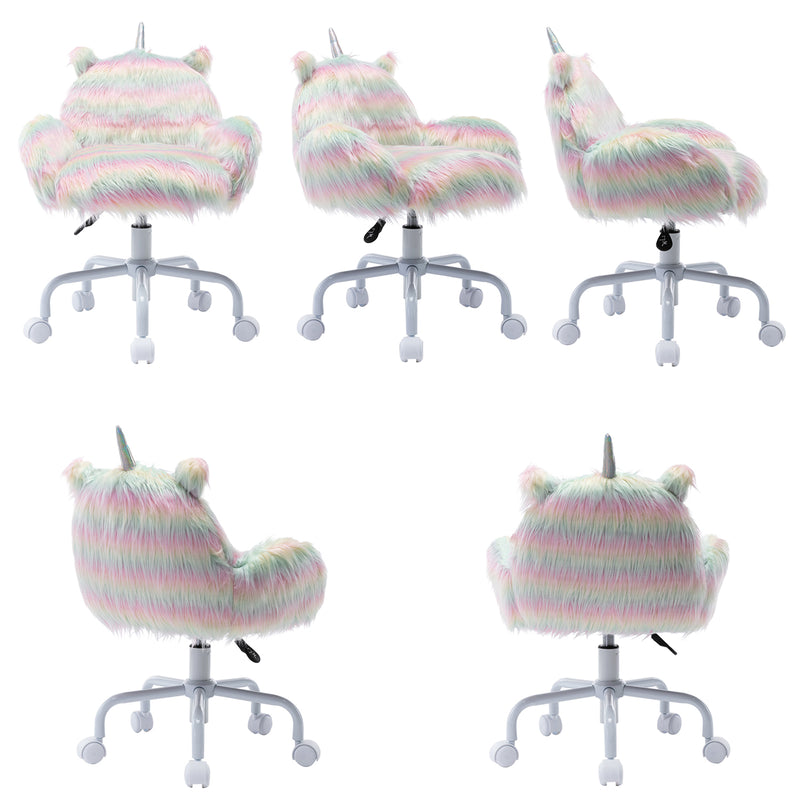 Chairus Unicorn Kids Faux Fur Desk Armchair-8436